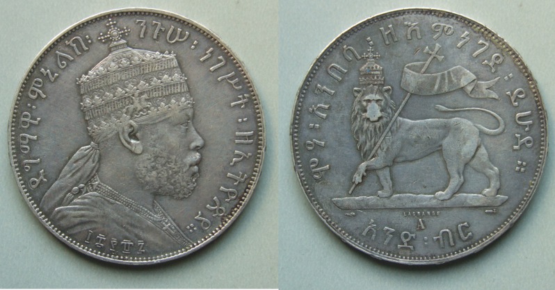 Ethiopia Menelik II silver bir 1887